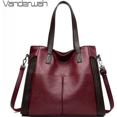 Panelled Large Capacity Casual Totes Bag High Quality Leather Shoulder Bags for Women 2021 Branded Designer Female Crossbody Bag