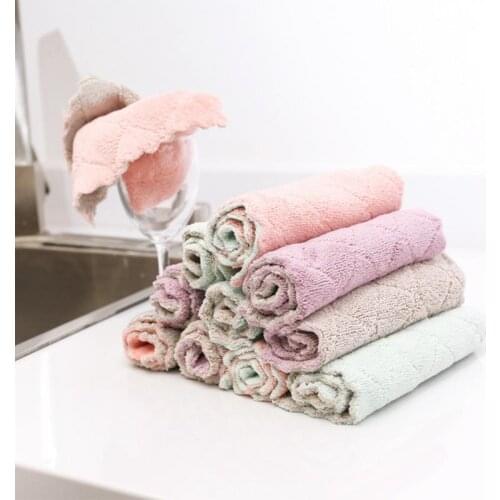 Water-absorbing Dish Cloth Towel Kitchen Oil-free Lint-free Cleaning Rag Thickening Wipe Tablecloth Household Cleaning Tools