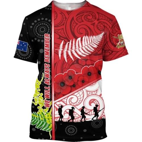 Premium Anzac Day 3d All Over Printed t-shirt Harajuku Streetwear T shirts Men For Women Short Sleeve
