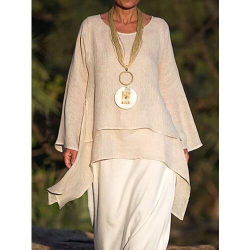 Women Blouse Ladies Shirt Female Tops Irregular Length