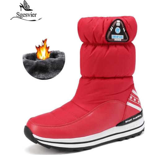 Sgesvier Plus size 31-43 Snow boots womens shoes platform waterproof winter boots female white warm cotton shoes ankle boots