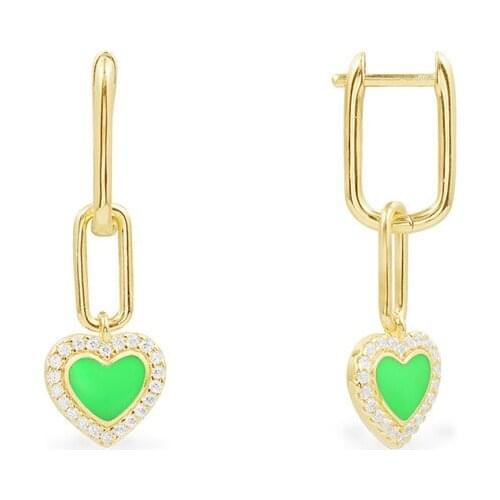 925 sterling silver green Sports earrings for women, free of charge