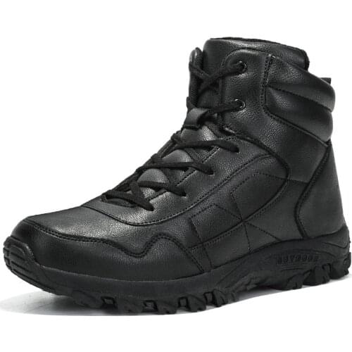 Winter Outdoor Low Help Warm Boots Waterproof Leather Plus Velvet Lining Rubber Sole Hiking Camping Climbing Unisex Cotton Shoes