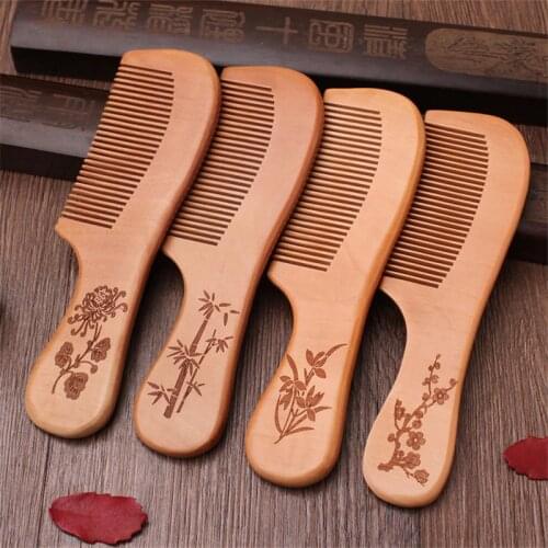 1Pcs Natural Peach Wood Comb Close Teeth Anti-static Head Massage Hair Care Wooden Tools Beauty Accessories Beauty Supplies