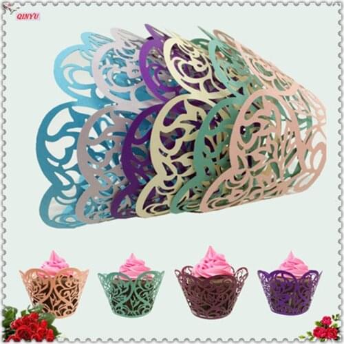 100Pcs Little Vine Paper Cupcake Lace Wrappers Hollow Cake Cup Wraps Wedding Birthday Party decoration supplies 8zsh169
