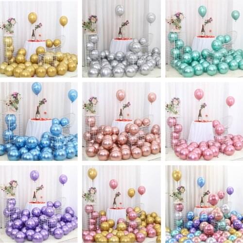20pcs Glossy Metal Pearl Latex Balloons Thick Rose Gold Pink Chrome Metallic Colors helium Air Balls Globos Birthday Party Decor
