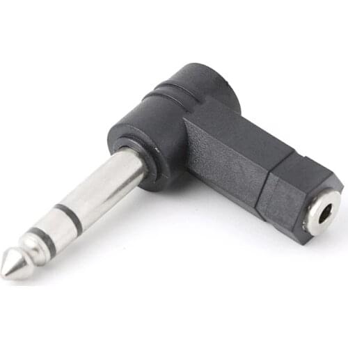 6.35mm Male to 3.5mm Female Plug 3 Pole Right Angle Stereo Audio Adapter 90 Degree 6.35 to 3.5 Male Connector Converters