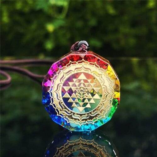 3pcs Orgonite Pendant Sri Yantra Necklace Sacred Geometry Chakra Energy Necklace Meditation Jewelry