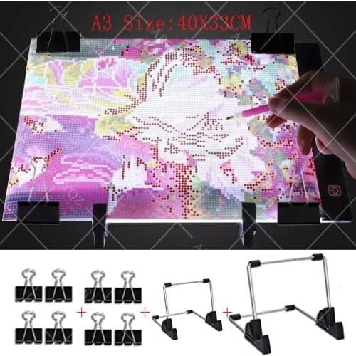 Diamond Painting Accessories Tool A3/4/5 LED Light Pad with Stands 5d Diamond Art Light Board USB Powered Adjustable Brightness