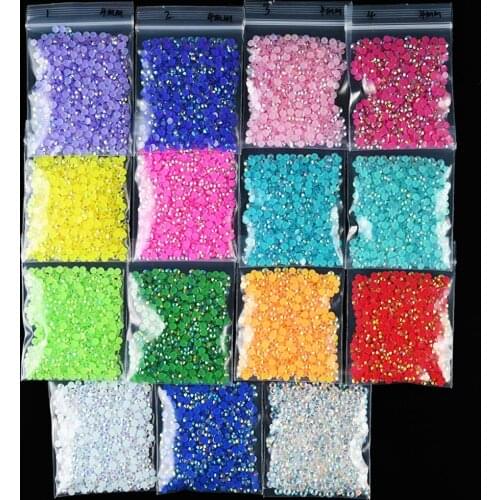 1000pc/Bag 4mm Jelly Nail Resin Accessries Flat-Back AB Color Crystal Strass 3D Charms Gems Manicure Nail Art Decorations Tc#083
