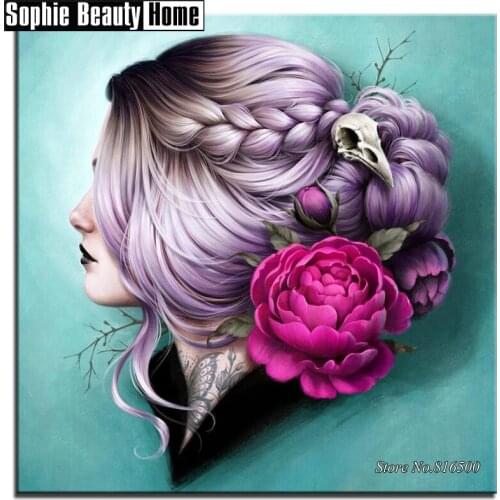 Full DIY 5D Diamond Painting Cross Stitch Beauty And Flowers Diamond Embroidery Pattern Rhinestones Mosaic Home Decor 061502