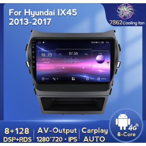 8 core 6+128G QLED screen Car Radio DVD Player For Hyundai IX45 Santa Fe 2013-2017 Stereo 2 Din Head Unit DSP carplay BT SWC