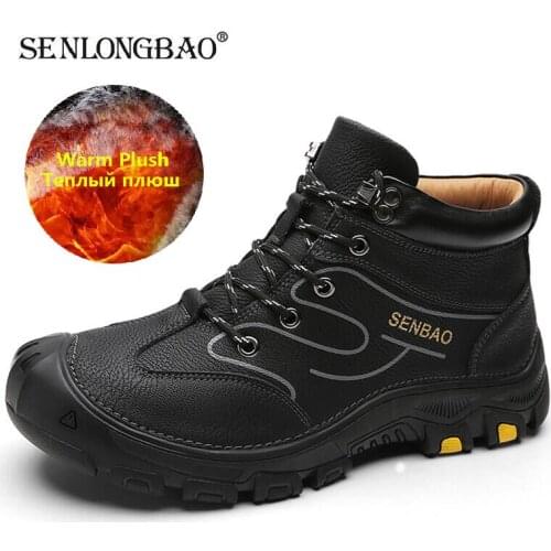 Brand Winter Mens Boots Warm Mens Snow Boots High Quality Leather Waterproof Men Sneakers Outdoor Men Hiking Boots Work Shoes