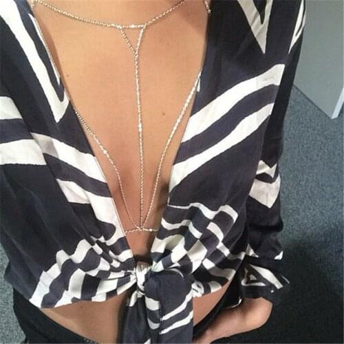 Bra Chain Triangle Body Bikini Harness Bohemian Jewelry Sexy Breast Chain Maxi Necklace Women Bijoux Gold Punk Body Chain Choker