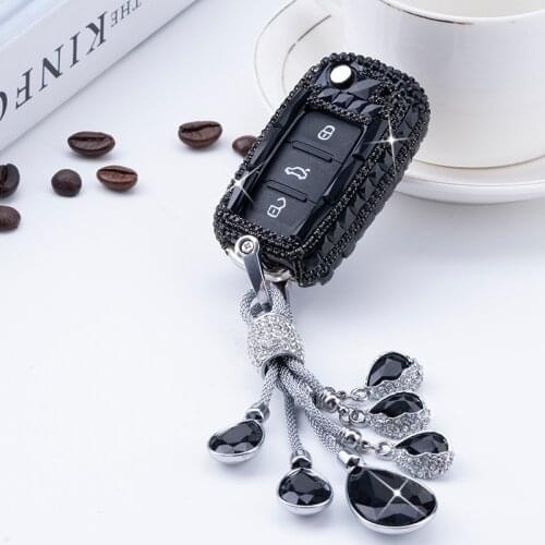 Diamond Car Key Case Cover Shell For Volkswagen Golf Bora Jetta POLO GOLF Passat Skoda Octavia A5 Fabia SEAT Ibiza Leon Tiguan