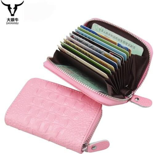 Alligator Cow Genuine Leather Women Card Holders Girl Business Name Card Cover Casual ID Credit Cards Holder Case