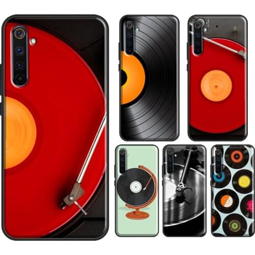 Black Vinyl Record Player Case For Realme 7 Pro 6 C3 XT X7 OPPO Find X2 Pro Reno4 For OnePlus 8 7 Pro Nord Coque