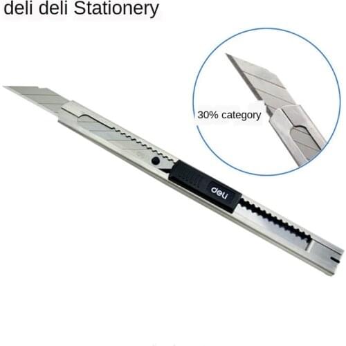 Deli art knife small metal art knife self-locking small paper cutting knife car film unpacking 30 degree tip