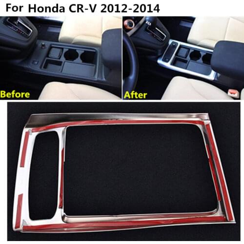 For Honda CRV CR-V 2012 2013 2014 Car Cover Detector Inner Interior Trim ABS Chrome Center Console Cup Gear Box Frame 1pcs