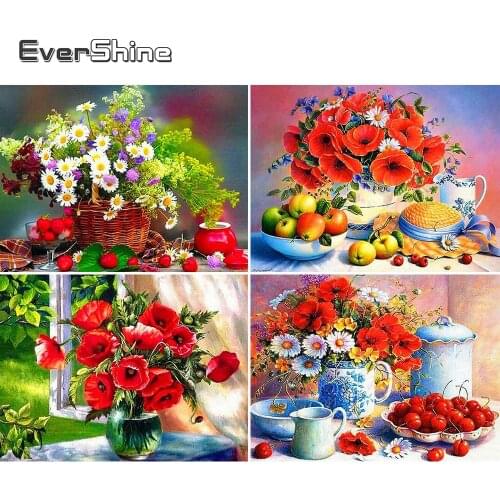 Evershine Diamond Mosaic Sale Flowers Cross Stitch Diamond Embroidery Full Display Flower Rhinestones Pictures Diamond Painting
