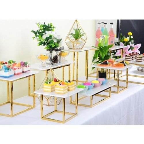Glossy Iron stand with acrylic top for wedding flowers dessert table display holder set wedding cake stand buffet banquet decor