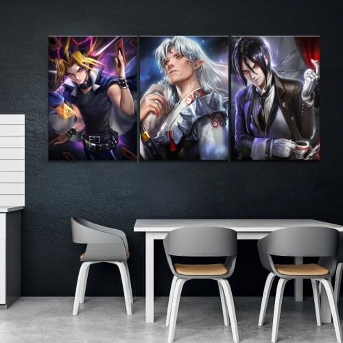 3 Piece Classic Anime Pictures Black Butler Sesshoumaru Poster Canvas Paintings Wall Art for Home Decor Poster Canvas Wholesale