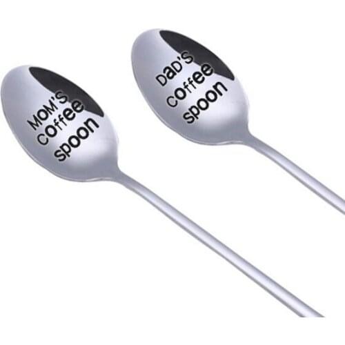 Lettered stainless steel coffee spoon