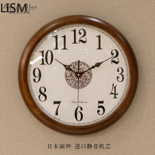 Round Wall Clock Vintage Retro Antique Large Wall Clock Living Room Modern Design Vintage Wood Farmhouse Reloj De Pared Moderno