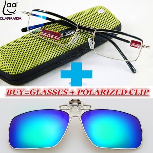 Lentes De Lectura !!!a Clip And Classic Men Titanium Coated Lenses Business Double Bridge Reading Glasses+1+1.5+2+2.5+3+3.5+4