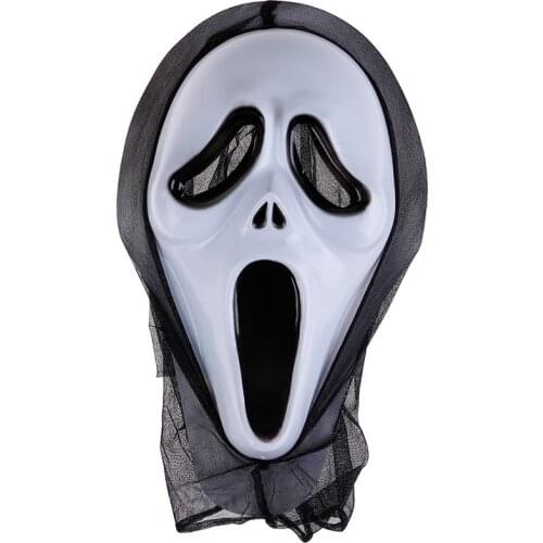 Halloween Ghost Face Mask Horror Screaming Grimace Mask for Adult Scary Cosplay Prop Carnival Masker Fancy Party Decor