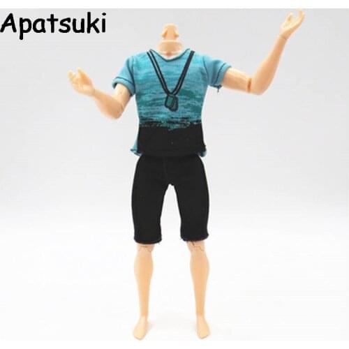 Fashion Clothes For Ken Doll Male Mens Outfit Casual Wear T-Shirt Blouse Pants Trousers For Barbie Doll Friend Ken Kid Toy