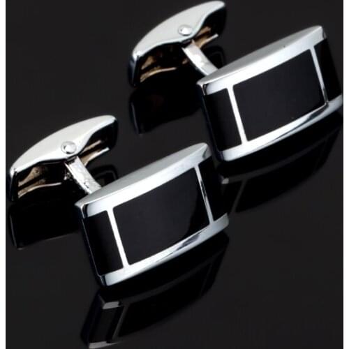Mens fashion jewelry of high quality copper material enamel funny Black square enamel Cufflinks men shirt cuff French Cufflinks