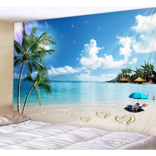 Nordic Beach Landscape Wall Tapestry Mandala Decoration Tapestry Bohemian Hippie Decoration Wall Tapestry