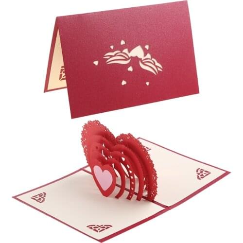 2021 New 3D Up Card Heart to Heart Anniversary Valentine Birthday Thank You Christmas