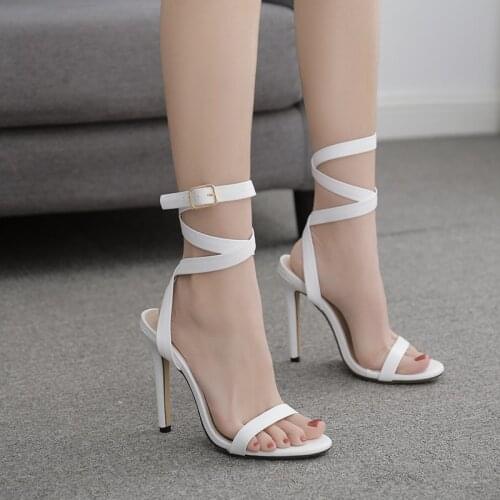 2021 New Women summer sandals sexy high heels cross-strap shoes ladies sandals open toe gladiator shoes party pumps white size
