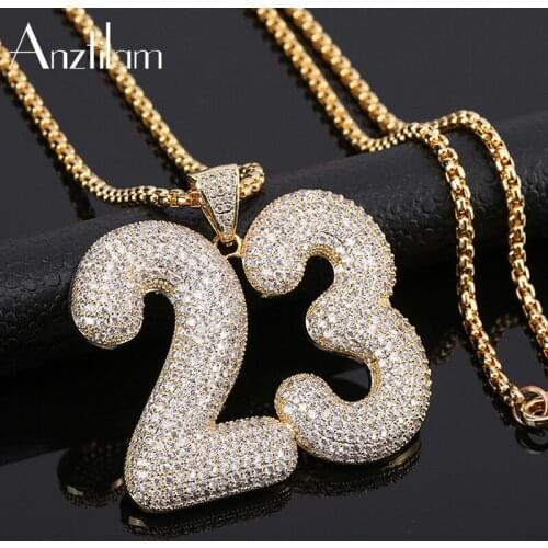 New Arrival Hip Hop Iced Out Basketball Legend Number 23 Pendants Necklace Paved Bling Zircon For Men Necklace Jewelry