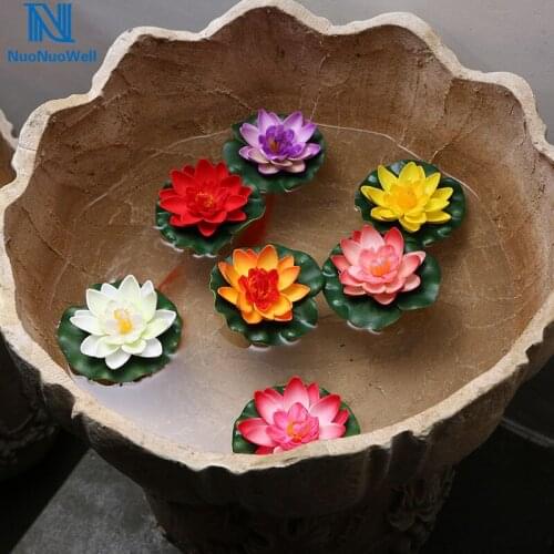 NuoNuoWell 10x Artificial Water Lily Lotus Floating Flower Pond Ornament Home Garden Decoration