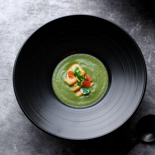 French hat-shaped dinner plate creative dessert pasta fruit salad plate Nordic household exquisite brushed matte black tableware