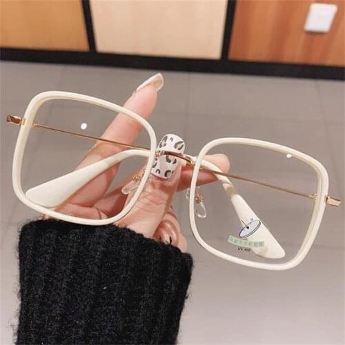 Luxury Brand White Anti Blue Light Glasses Men Women Oversized Square Eyeglasses Frame Transparent Clear Lens Optical Spectacles