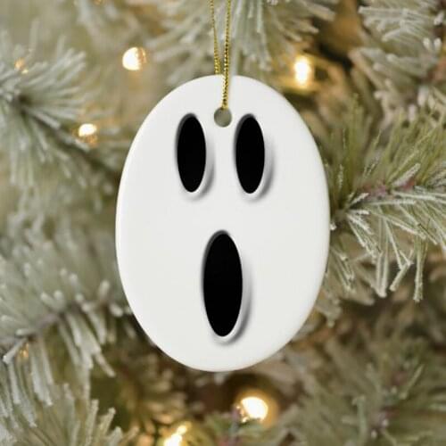 Ghost Halloween Ornament,Halloween Decoration,Ceramic Ellipse Ornaments,Handmade Ornament,Halloween Decoration Handmade Ornament