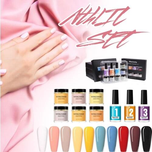 Dip Powder Nail Kit French Style Fast Drying And Long Lasting Dipping Powder With Base Top Coat Activator Manicure Nail Art Set