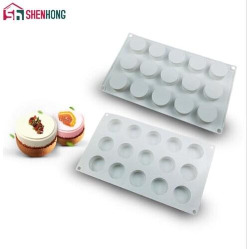 SHENHONG 15 Holes Cylinder Silicone Cake Decorating Mold For Baking Mould Dessert Mousse bakvormen Pastry Pan Bakewar Tools
