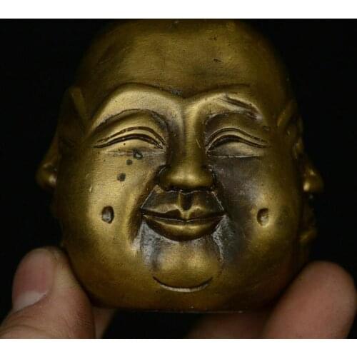 Old Chinese Bronze Pleasure Anger Sorrow Joy -- The Passions Buddha Head Statue Collection Ornaments Statues for Decoration