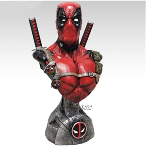 Hasbro Super Hero Deadpool Battle Ver Bust Statue Resin Action Figure Desk Decoration Collection Model Toy Birthday Gift