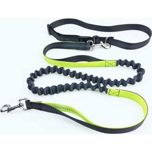 Reflective Nylon Dog Jogging Leash Perfect for Handsfree Walking - Running - Hiking - Dual Handle for Control and Safety