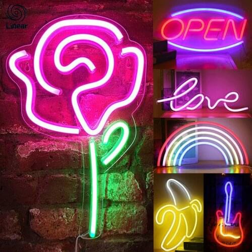 USB LED Neon Light Wall Art Sign Bedroom Festival Decoration Rainbow Hanging Night Lamp Letters Home Fruit Party Holiday Colors