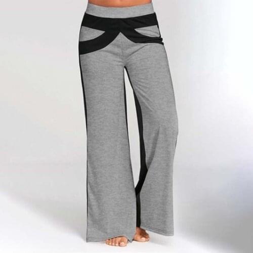 Summer Womens Homewear Trousers Mid Waist Patchwork Color Loose Casual Office Lady Streetwear Long Wide Leg Pants