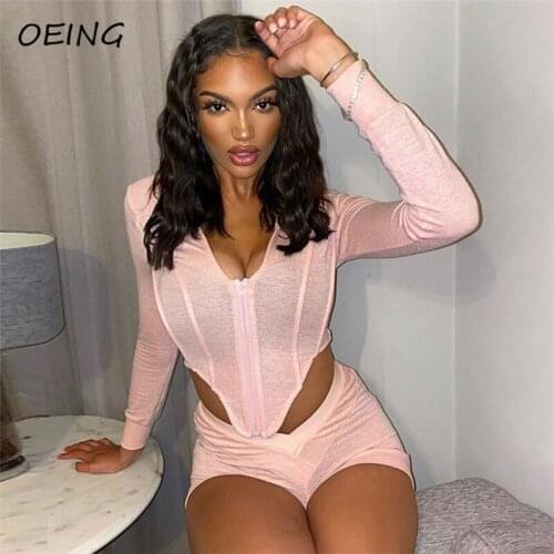 2021 Summer Polyester Sweat Suits Zip Up Hoodie and Shorts Jogging Sets Two Piece Exercise Fitness Womens Set
