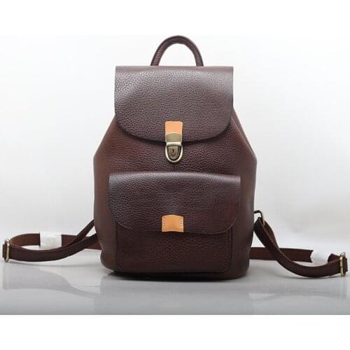100% Natural Cowhide Backpack Bag Genuine Leather School Backpacks For Women Feature Vintage Travel Large Capacity Schoolbag