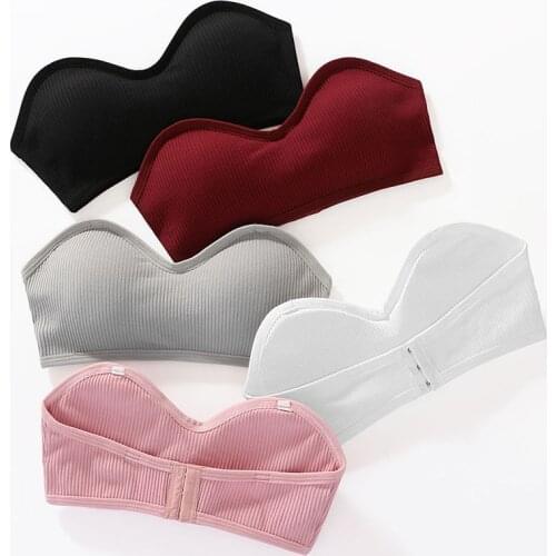New 1PC Sexy Strapless Top Women Tube Top Wrapped Bra Cropped Bandeau Top With Pad Stretchy Lingerie Girl Underwear Tube Tops